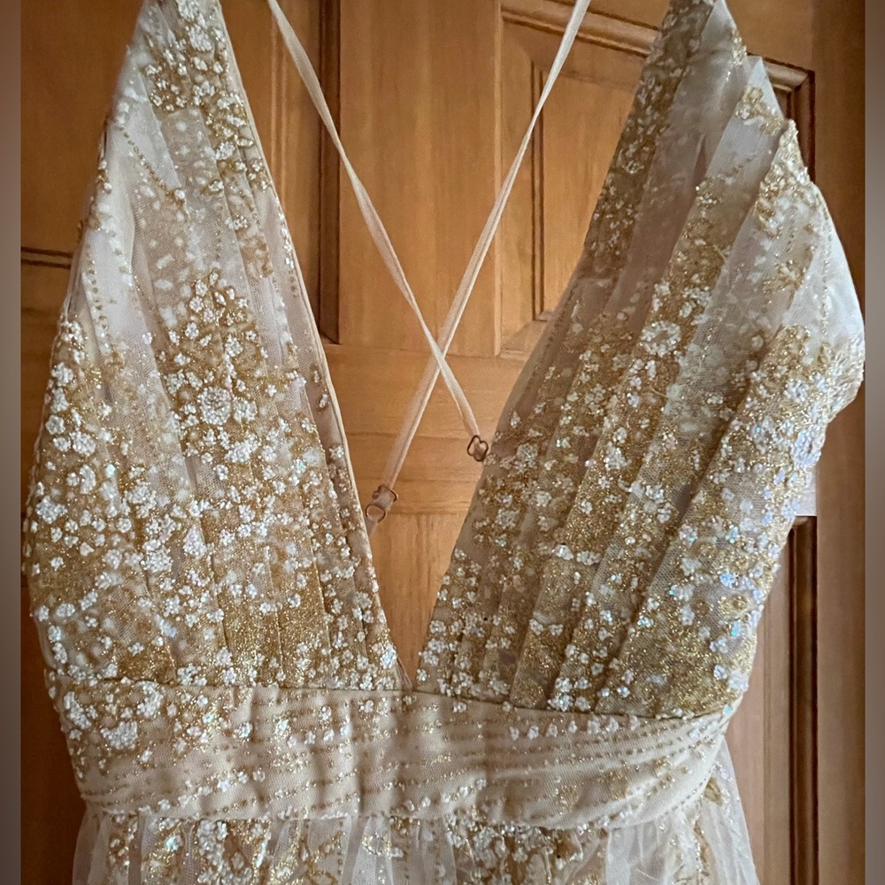 NWT gold embellished gown